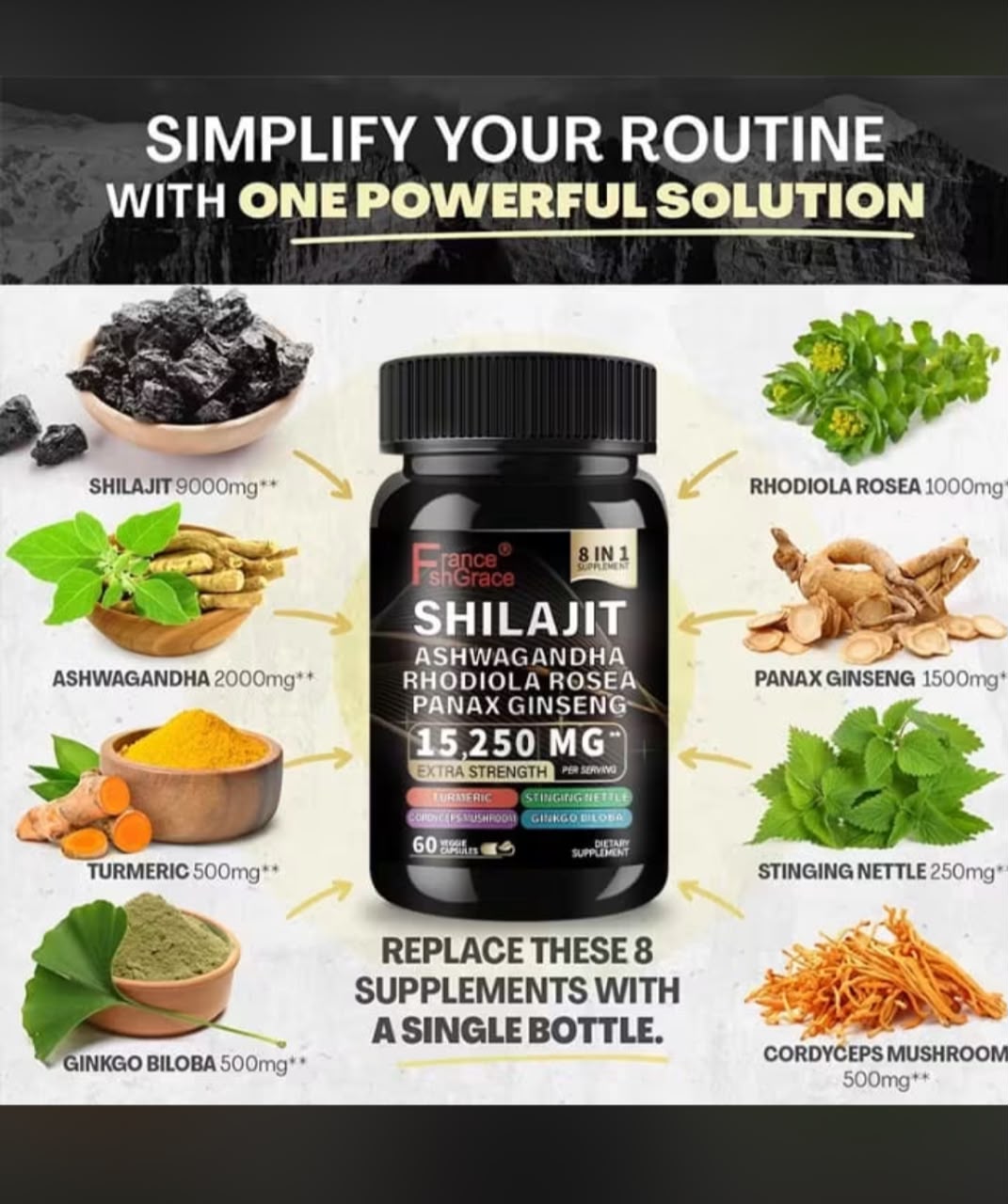 Shilajit 8-in-1 with Ashwagandha, Rhodiola & Panax Ginseng